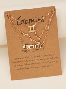 3 chiếc vòng cổ Zodiac Gemini Charm - Vàng - Xem 1
