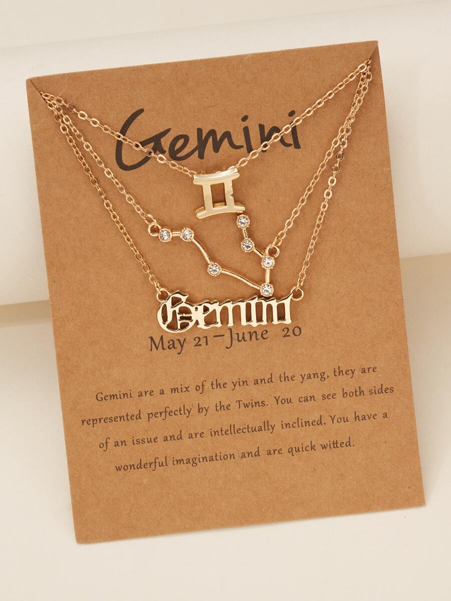 3 chiếc vòng cổ Zodiac Gemini Charm - Vàng - Xem 1
