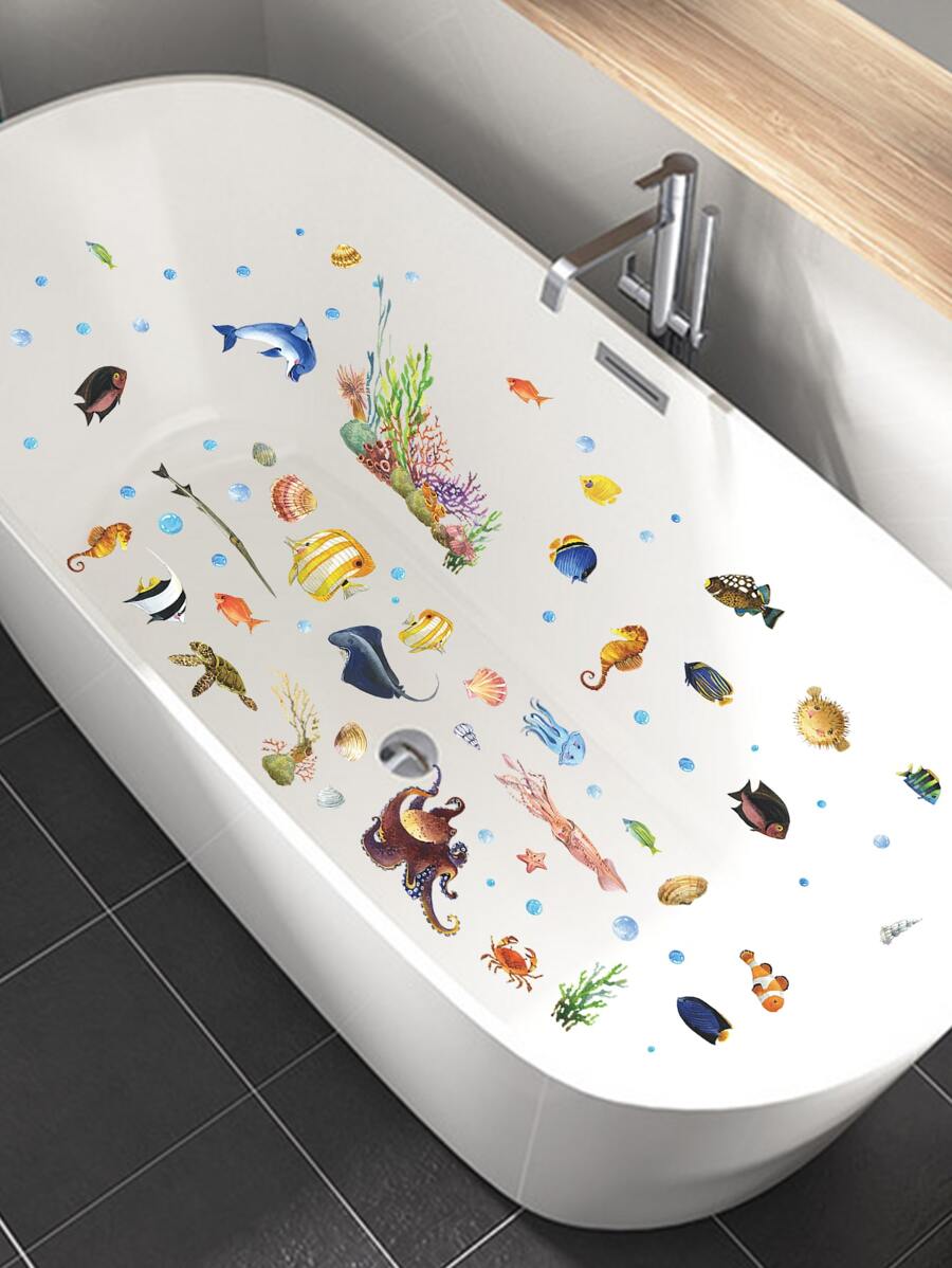 2pcs Marine Life Pattern Bathtub Applique SHEIN USA