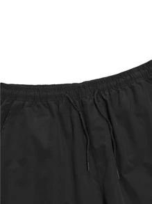 Manfinity Homme Men Letter Graphic Flap Pocket Cargo Trousers - Black - View 3