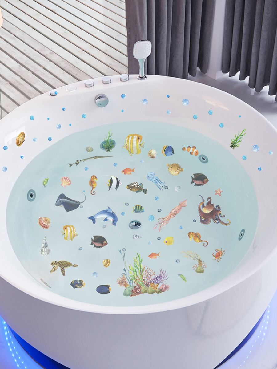 2pcs Marine Life Pattern Bathtub Applique SHEIN USA