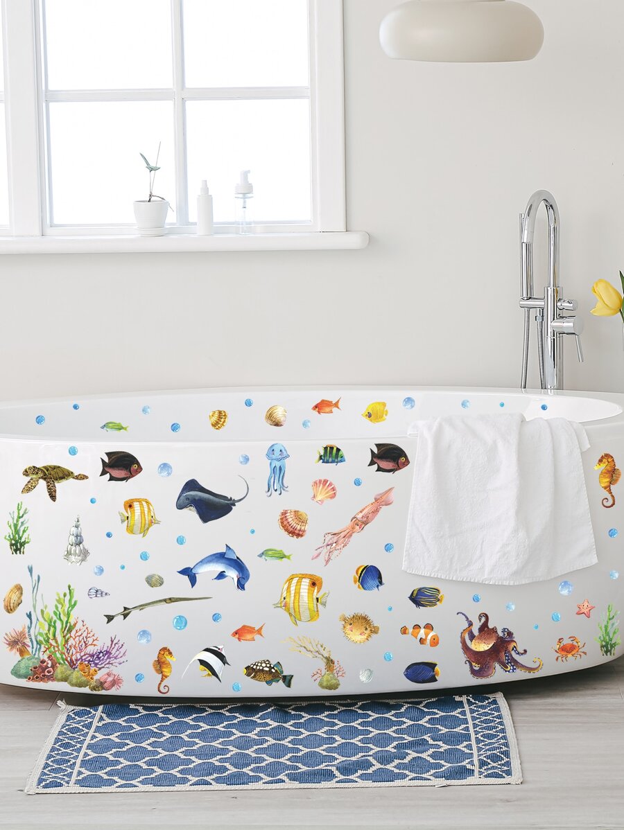 2pcs Marine Life Pattern Bathtub Applique SHEIN USA