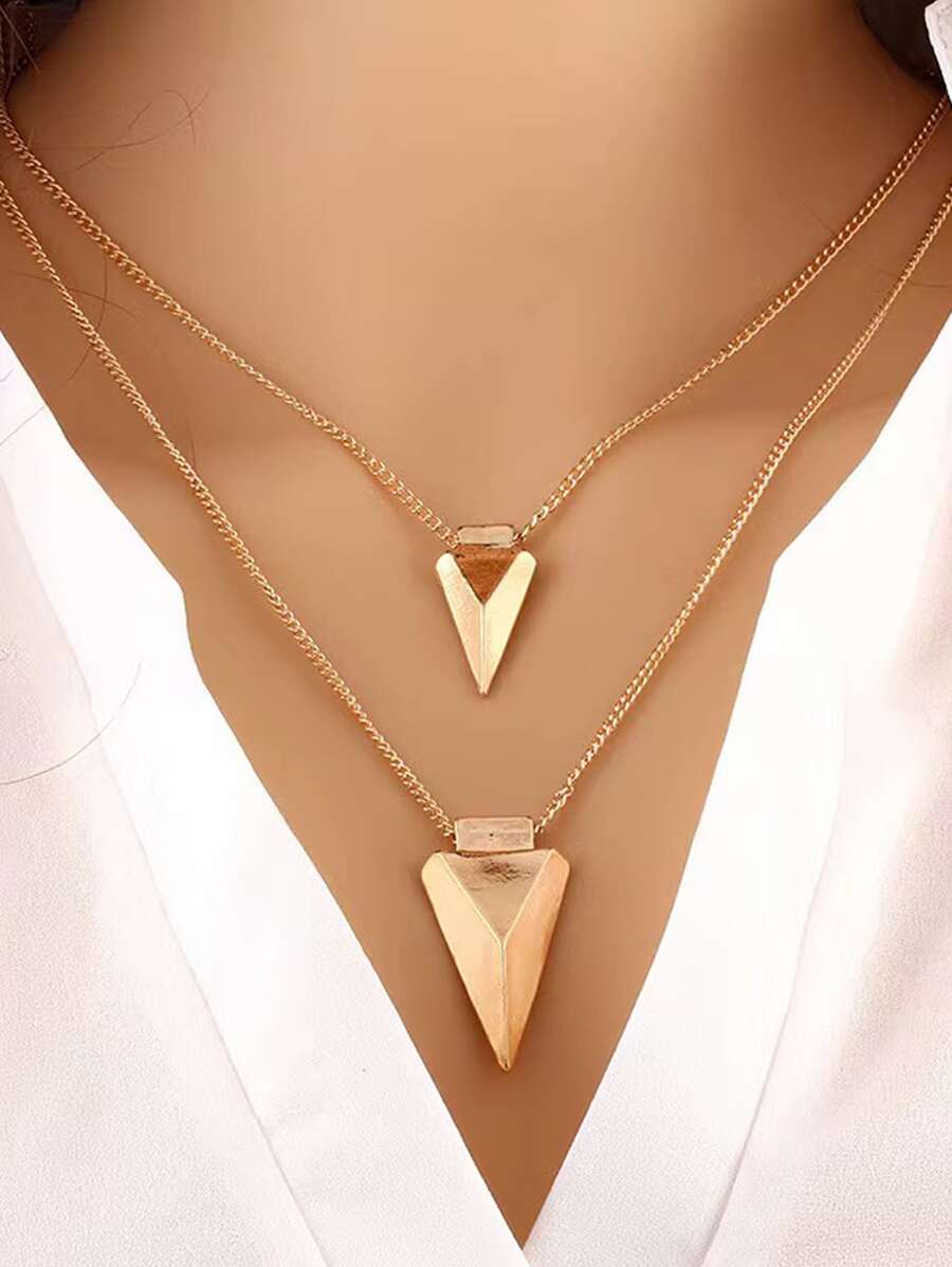 幾何吊墜多層次項鍊