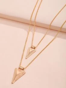 幾何吊墜多層次項鍊