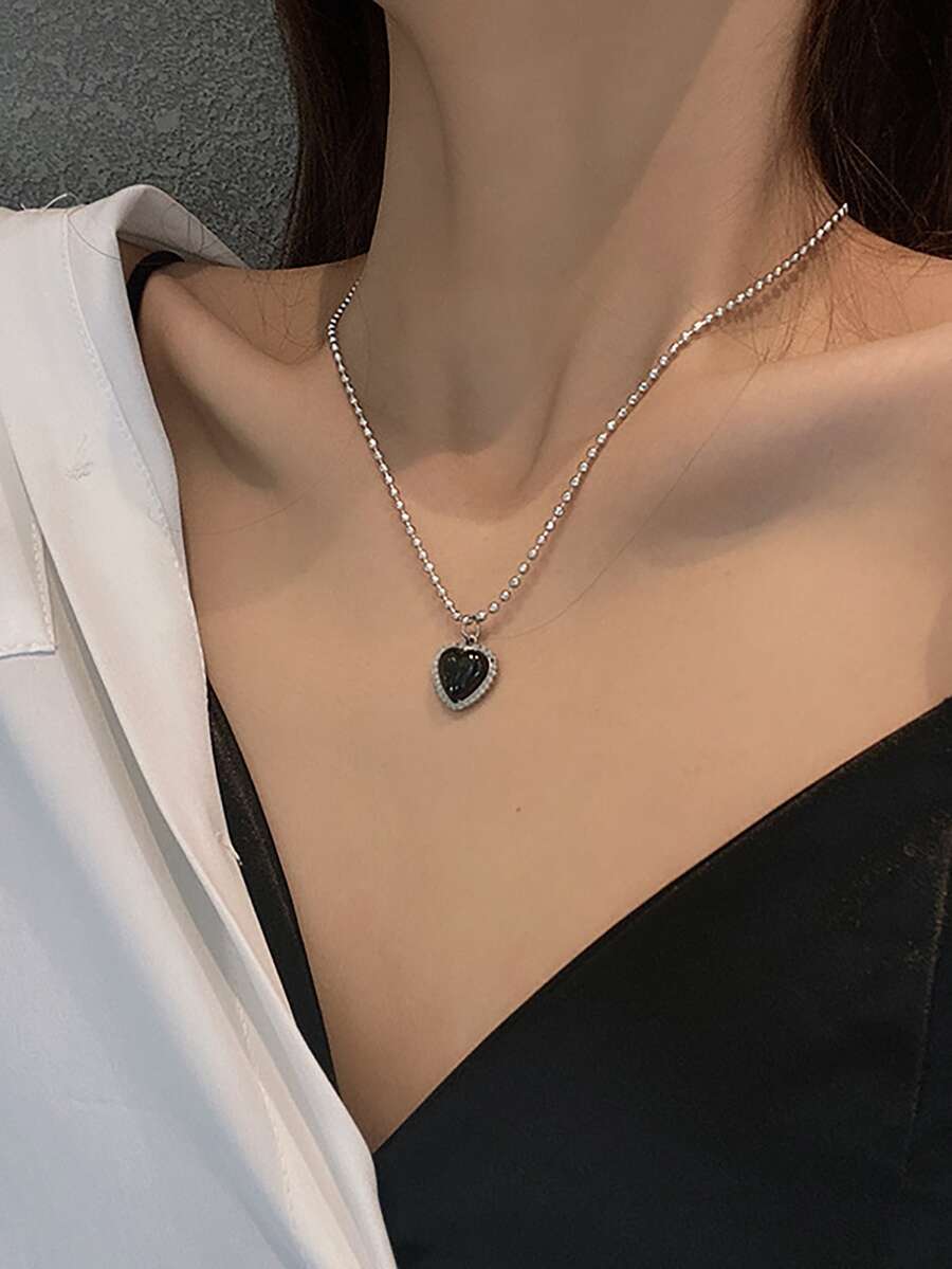 Vòng cổ trái tim quyến rũ - Bạc - Xem 1