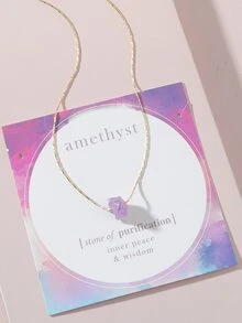 Vòng cổ charm đá tự nhiên - Màu tím - Xem 2
