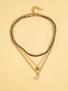 Rhinestone Charm Layered Necklace