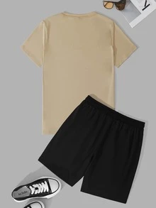 Manfinity Men Eagle & Letter Graphic Tee & Drawstring Shorts - Multicolor - View 2