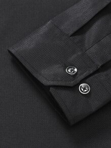 Manfinity Mode Áo sơ mi Nam Túi Nút phía trước màu trơn Cơ bản - màu đen - Xem 5