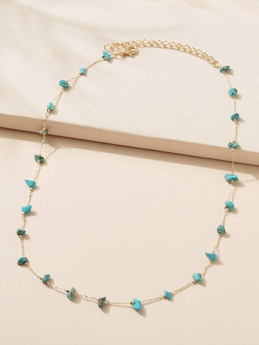 1pc 极简夸张紫水晶原石项链 (手工链，数量随机) - 彩色 - 查看 1