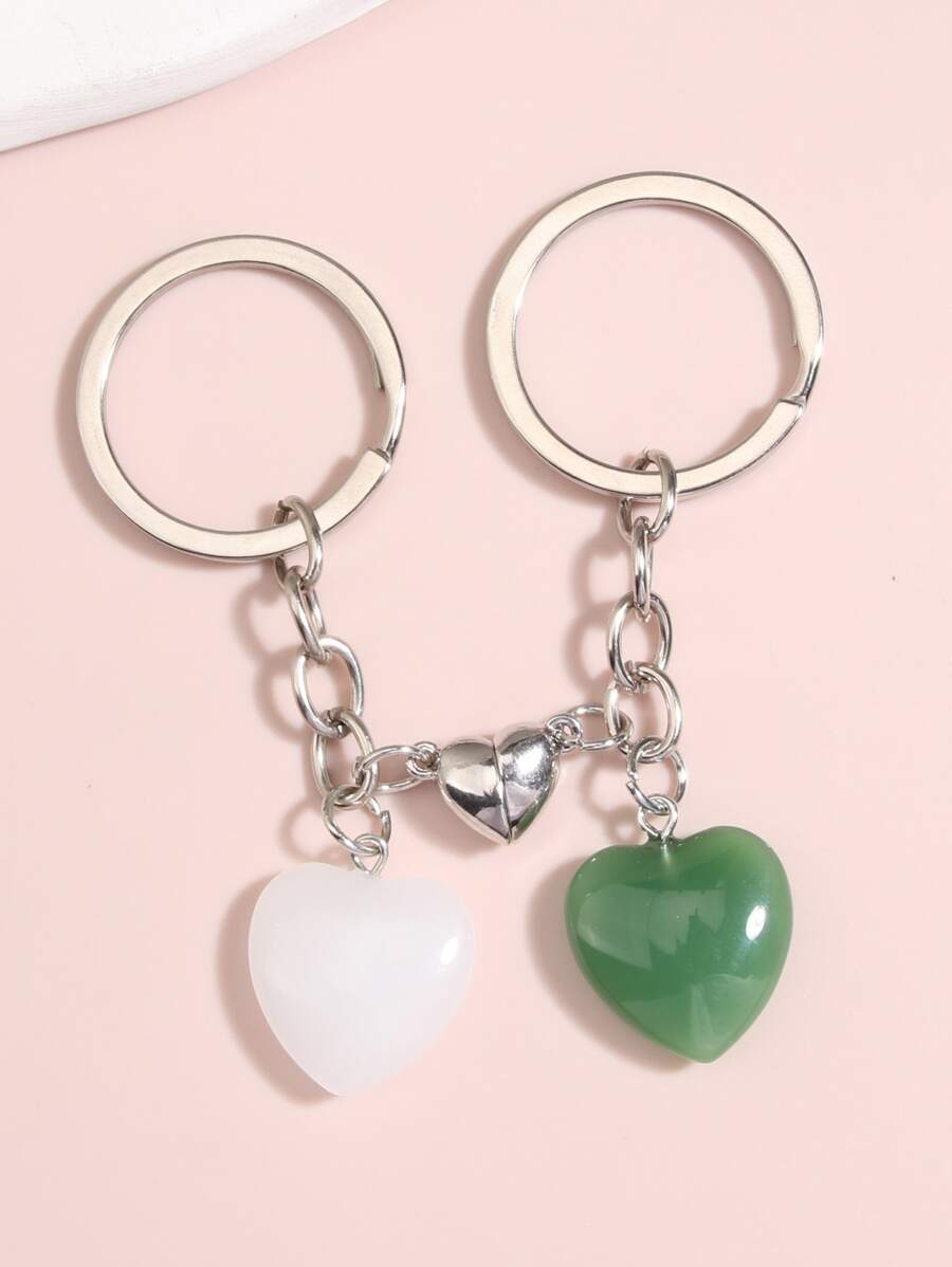 2 cái Móc Khóa Cặp Đôi Trái Tim Quyến Rũ - Nhiều màu - Xem 1