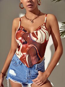 SHEIN Essnce Áo hai dây Tất cả trên in Giải trí - Nhiều màu - Xem 3