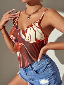 SHEIN Essnce Áo hai dây Tất cả trên in Giải trí - Nhiều màu - Xem 4