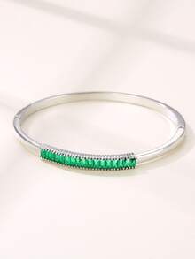 幾何方晶鋯石裝飾手鐲 - 綠色 - 查看 1