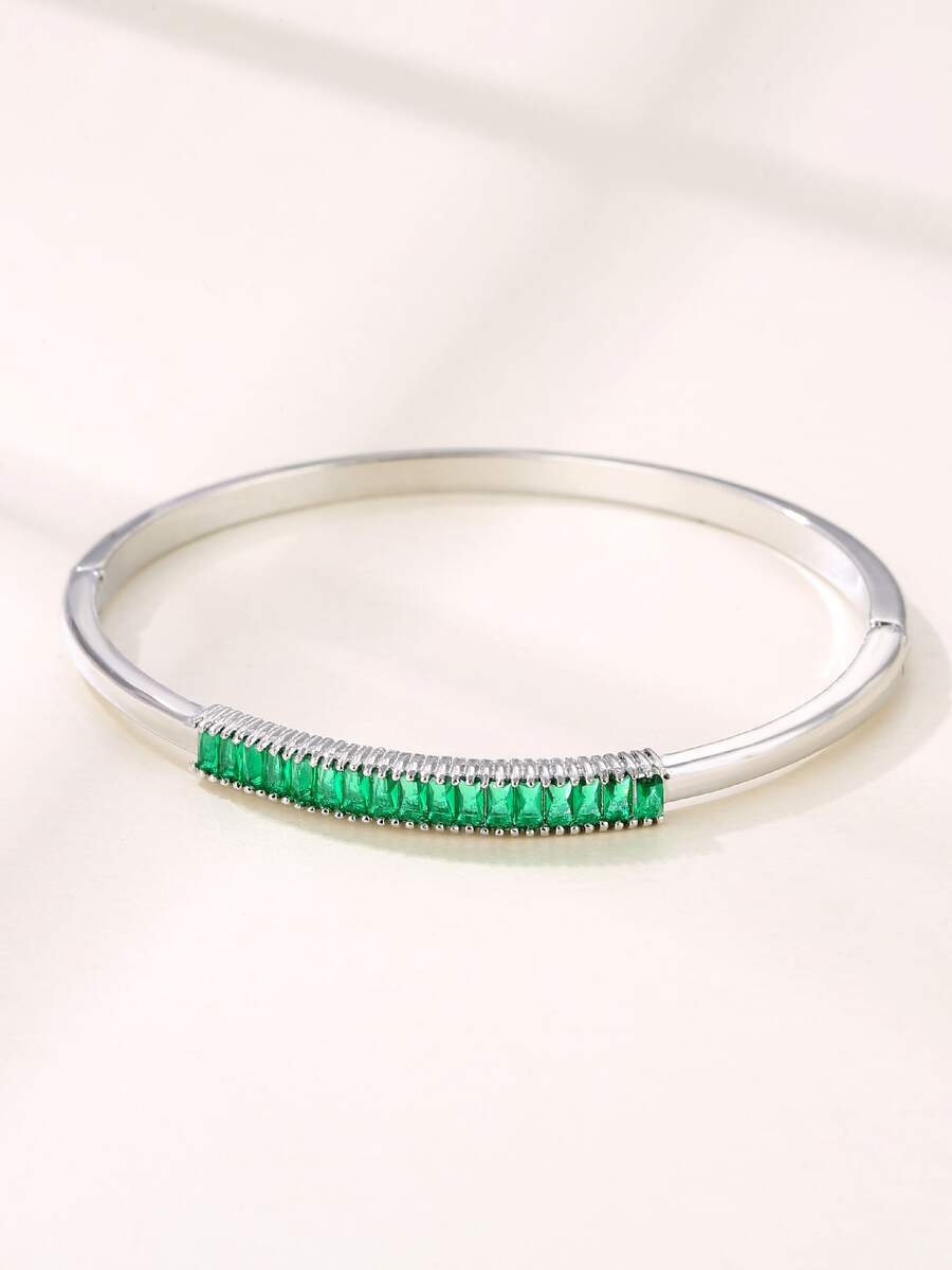 幾何方晶鋯石裝飾手鐲 - 綠色 - 查看 1