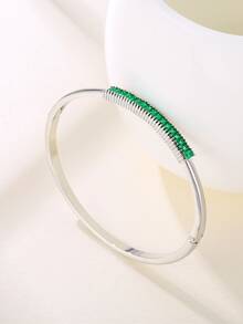 幾何方晶鋯石裝飾手鐲 - 綠色 - 查看 2