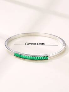 幾何方晶鋯石裝飾手鐲 - 綠色 - 查看 3