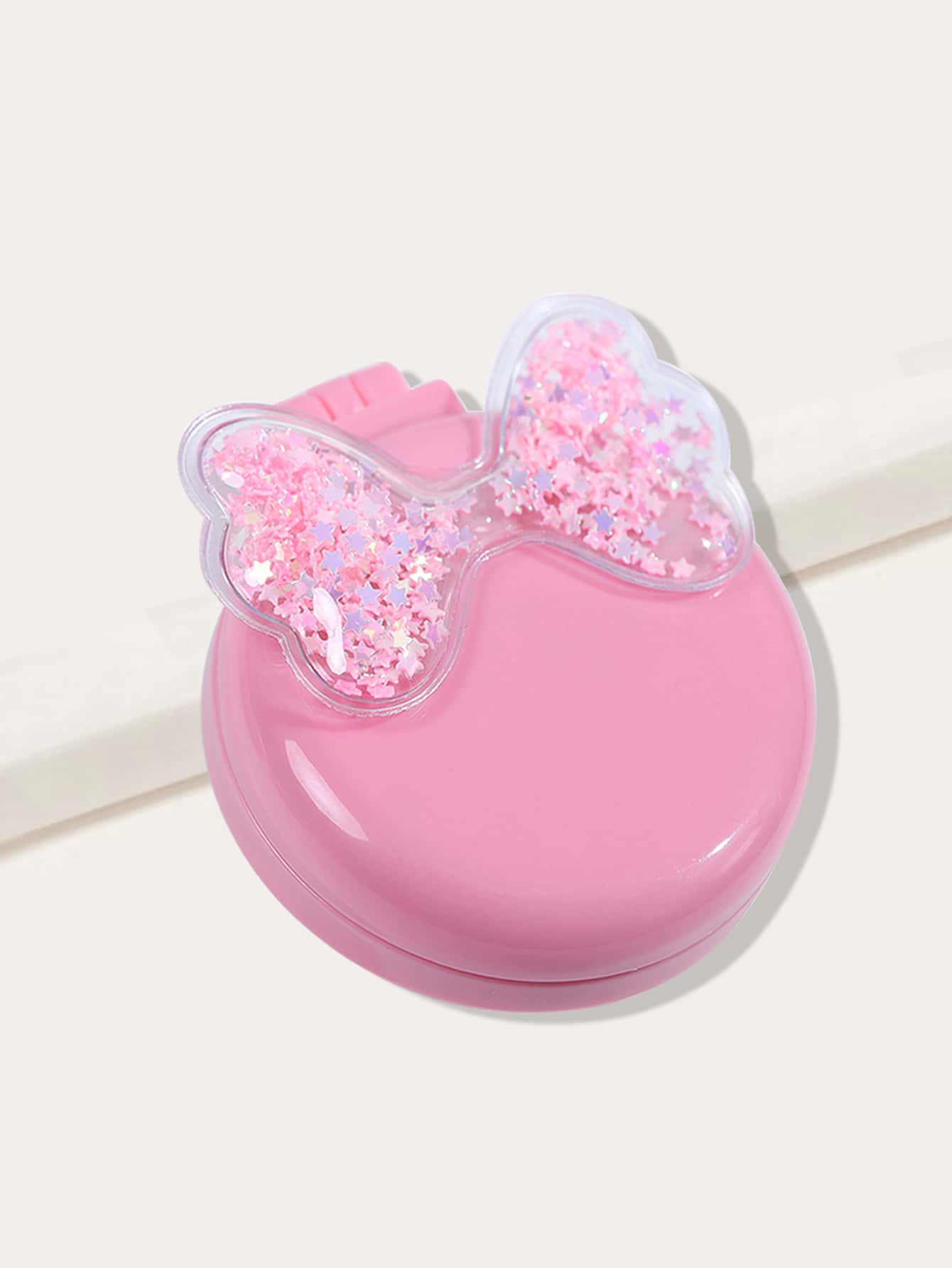 1pc Pocket Hair Brush With Mirror, 2 In 1 Bow-Knot Decor Travel Size Mirror Hair Brushes, Cute Mini Hair Brush For Purse, Small Portable Mirror With Brush, For Girls, Children, Close Friends, Students, Teens, Kids Comb - Pink - View 1