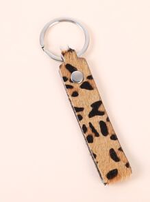 Leopard Print Strap Decor Keychain - Multicolor - View 1