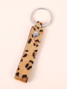 Leopard Print Strap Decor Keychain - Multicolor - View 2
