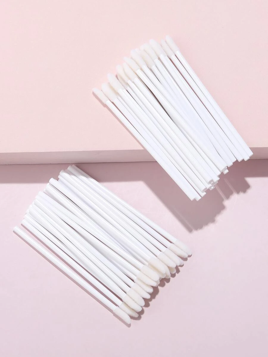50 支/包 柔软迷你清洁棉签 睫毛清洁棒 化妆唇彩棒 - 白色 - 查看 1