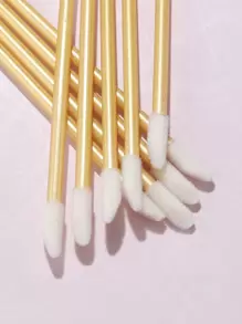 50pcs Soft Mini Portable Cleaning Swabs Eyelash Cleaner Makeup Lip Brushes - Gold - View 4