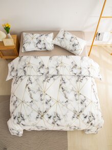 大理石圖案羽絨被套套裝不附帶內芯 - 彩色 - 查看 7