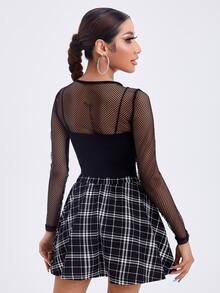 SHEIN Bộ đồ hai mảnh nữ cắt Nút phía trước kẻ sọc Gợi cảm - màu đen - Xem 2