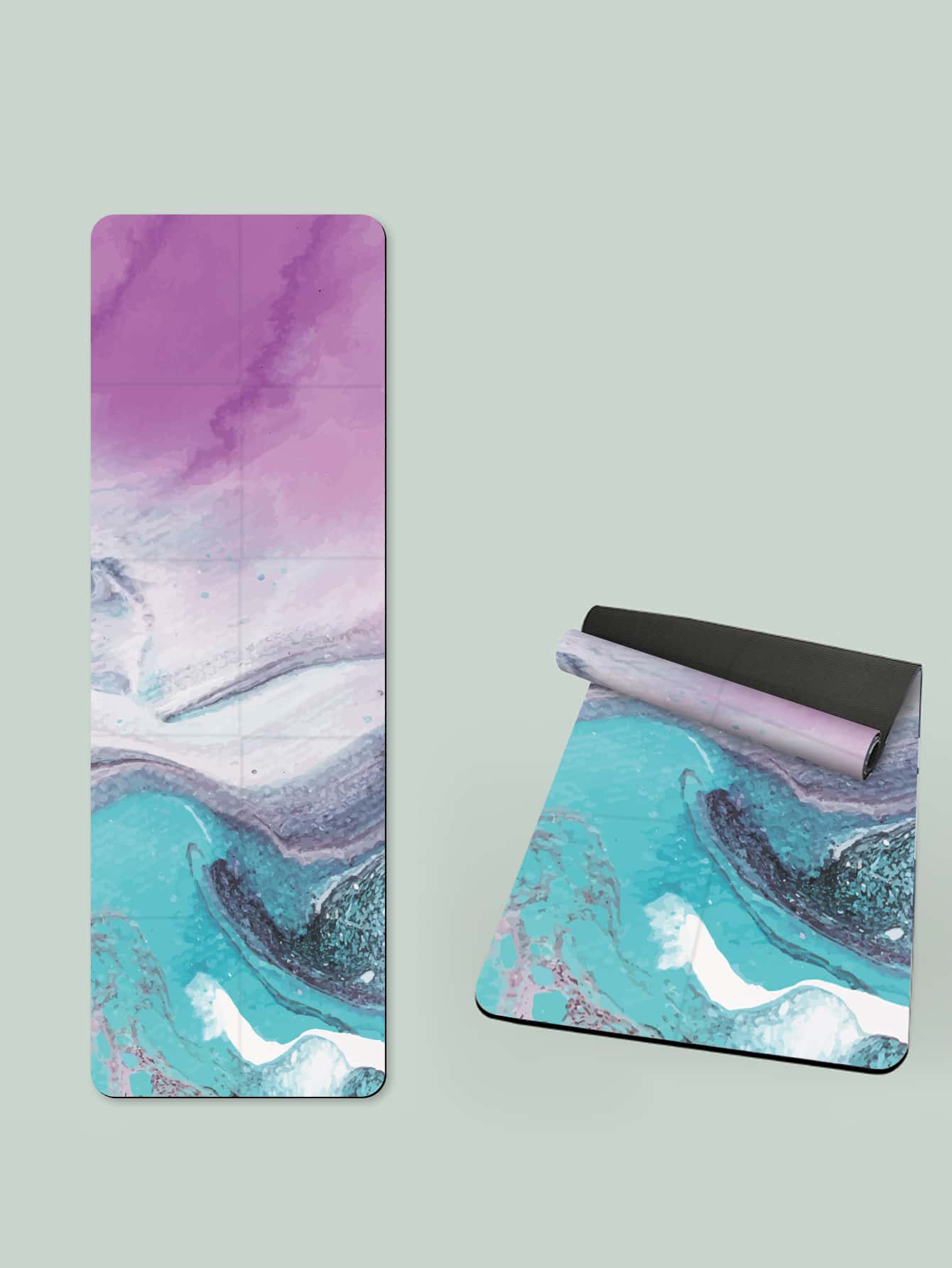 Foldable Graphic Yoga Mat - Multicolor - View 1