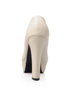 Zapatos de tacón plataforma con tacón grueso - Beis - Ver 2