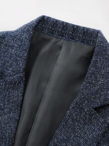 CLOUDSTYLE Men Notched Collar Single Button Blazer - Navy Blue - View 3