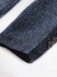 CLOUDSTYLE Men Notched Collar Single Button Blazer - Navy Blue - View 4