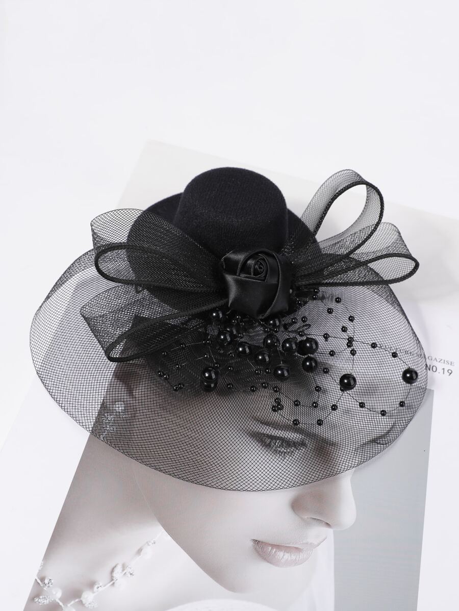 Fedora Hat Decor Hair Clip - Black - View 1