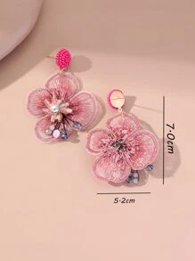 Crystal Decor Flower Drop Earrings - Multicolor - View 4