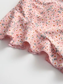 Flirla Blusa con estampado floral de manga mariposa - Rosa - Ver 3