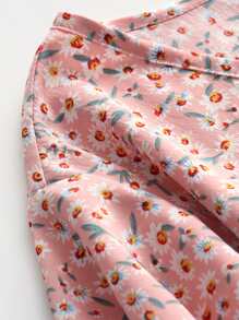 Flirla Blusa con estampado floral de manga mariposa - Rosa - Ver 4