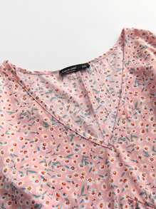 Flirla Blusa con estampado floral de manga mariposa - Rosa - Ver 6
