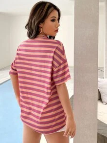 Áo thun nữ Sọc Slogan Giải trí - Nhiều màu - Xem 2