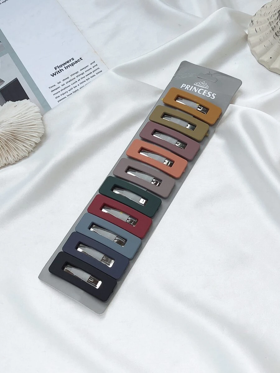 Set de 10 clips para cabello coloridos estilo Macaron, lindos y dulces para uso casual al estilo Y2K - Ver 1