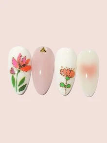 兩張花卉圖案美甲貼紙 - 彩色 - 查看 2