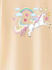 SHEIN 少女時尚休閒萌趣卡通字母印花短袖圓領T恤，三件套裝 - 彩色 - 查看 4