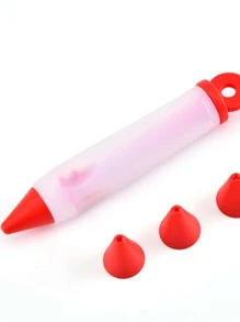 1pc Silicone Food Writing Pen & 4pcs Piping Nozzle, Chocolate Decorating Tool, Cake Mold , Cookie Icing Piping Pastry Nozzles, Baking Tools For Cakes - Multicolor - View 4