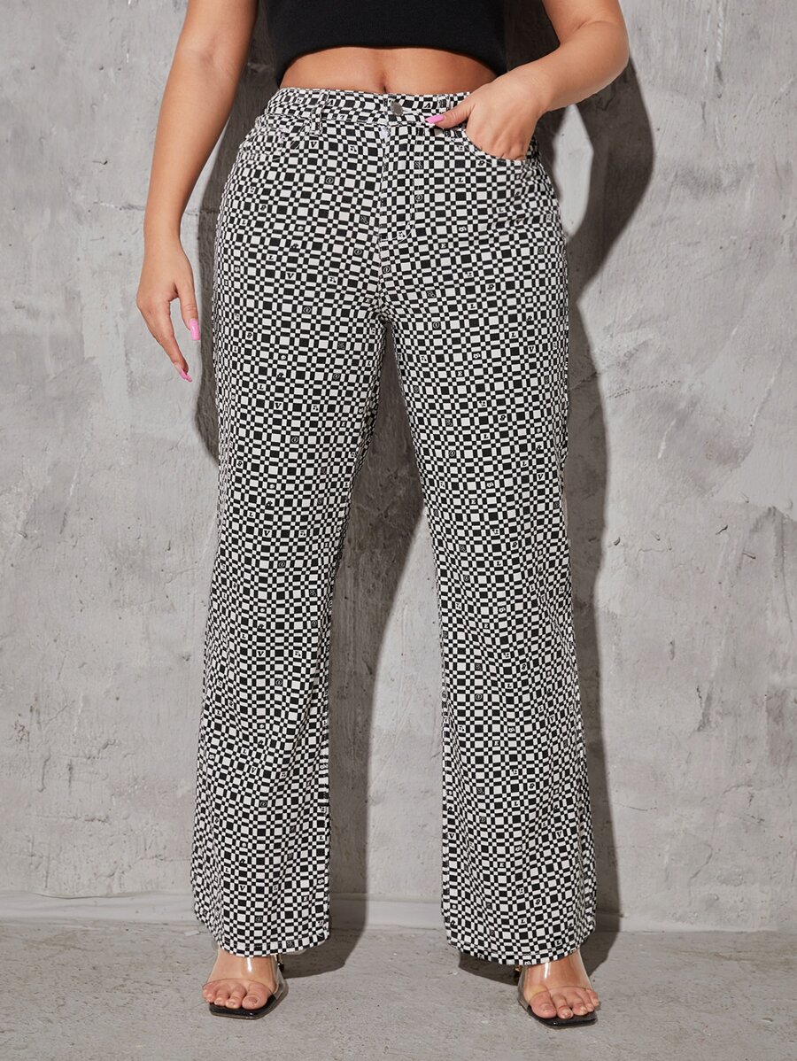 SHEIN 幾何印花靴型褲