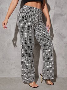 SHEIN 幾何印花靴型褲