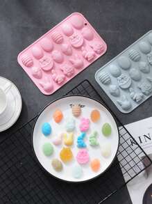 1 peça molde de silicone de design de coelho de páscoa de cor aleatória - Multicolorido - Ver 1