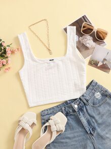 Muchica Textured Knit Tank Top - White - View 1