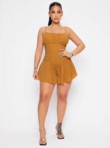 SHEIN Mono de lunares pecho con fruncido - Mostaza Amarilla - Ver 5