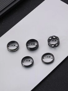 Anillos de detalle de diamantes de imitación de moda y populares de 5 piezas para hombres, joyería de acero inoxidable Goth Punk Jewelry para regalo de joyería y para una apariencia elegante - Negro - Ver 3