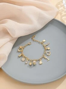 Pulsera con dijes de corazón y rhinestones, regalo para San Valentín, mamá, madre, Día de la Madre