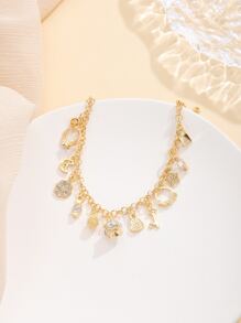 Pulsera con dijes de corazón y rhinestones, regalo para San Valentín, mamá, madre, Día de la Madre
